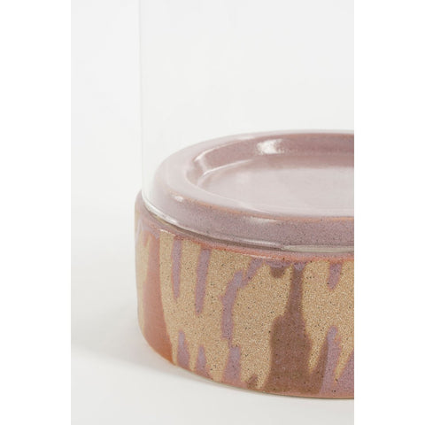 Javi Kaarsenhouder - Set van 2 - H35 x Ø19 cm - Keramiek, Glas - Roze, beige