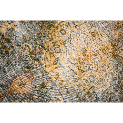 Geel groen vintage vloerkleed - 260x162 cm - HANDGEMAAKT