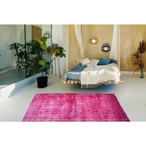 Roze vintage vloerkleed - 210x115 cm - HANDGEMAAKT
