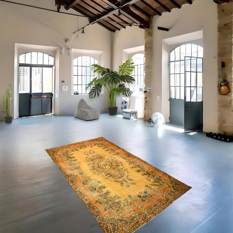 Geel vintage vloerkleed - 280x160 cm - HANDGEMAAKT