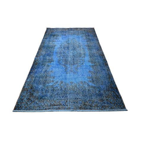 Blauw vintage vloerkleed - 210x115 cm - HANDGEMAAKT