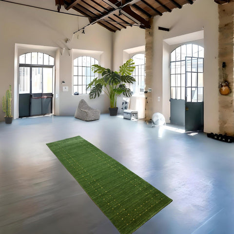 Groene Gabbeh loper - 286x84 cm - HANDGEMAAKT
