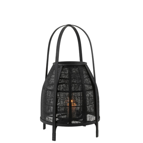 J-Line lantaarn Kap - bamboe - zwart - medium