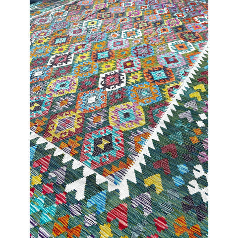 XXL Kleurrijke kelim - 400x310 cm - HANDGEMAAKT