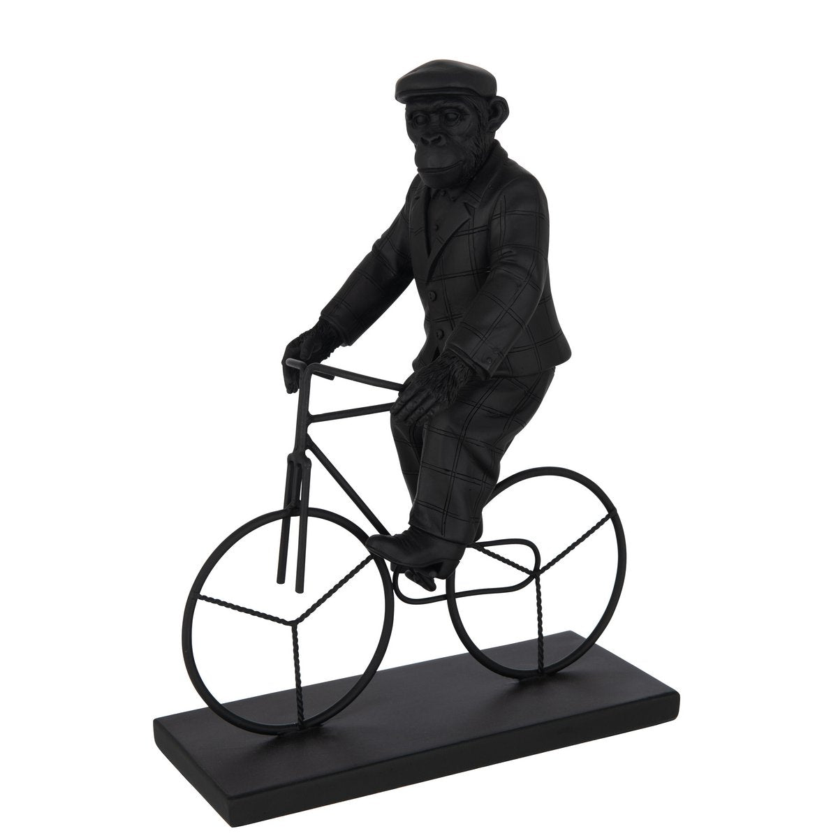 J-Line figuur Aap Fiets - polyresin - zwart - large