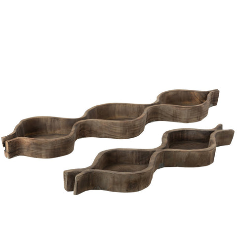 J-Line decoratie schaal 3 Vakken - hout - naturel