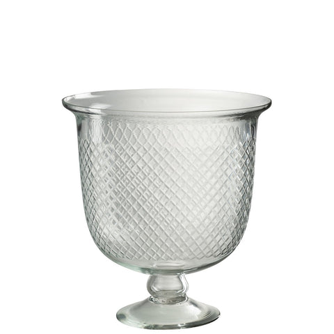 J-Line vaas Geruit Voet - glas - transparant - large