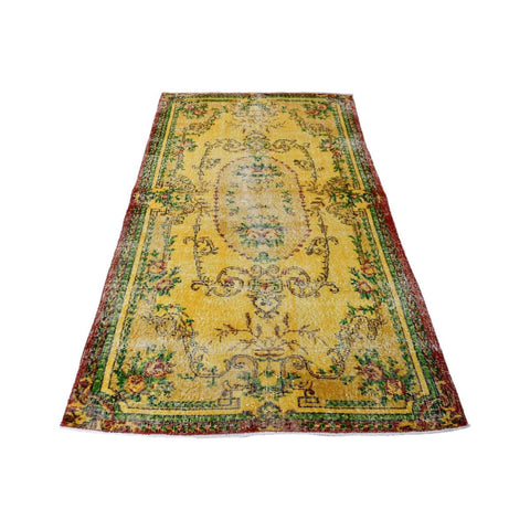 Geel vintage vloerkleed - 213x111 cm - HANDGEMAAKT