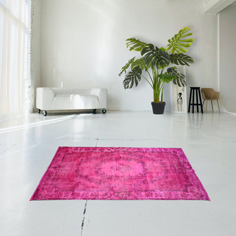 Roze vintage vloerkleed - 212x112 cm - HANDGEMAAKT
