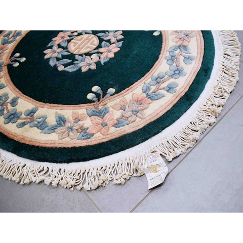 Rond Aubusson vloerkleed - 93x93 cm - HANDGEMAAKT