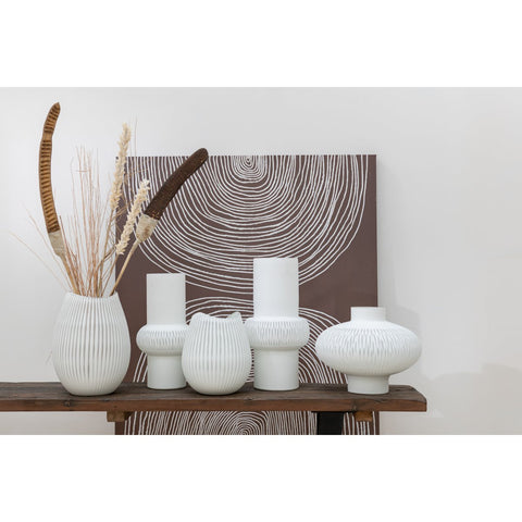 J-Line vaas Streep Bal - glas - wit - large
