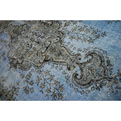 Vintage vloerkleed blauw - 282x167 cm - HANDGEMAAKT