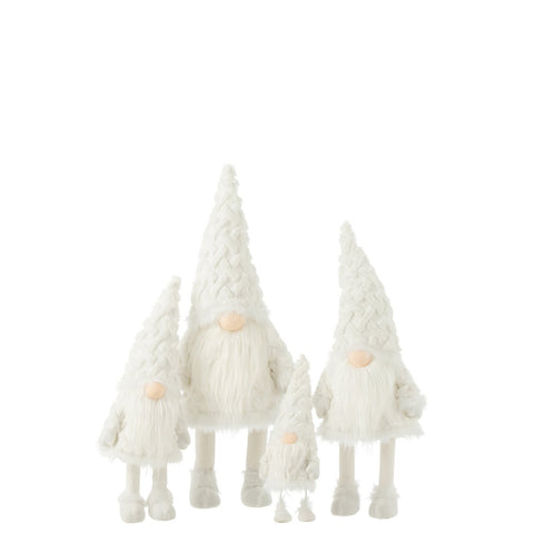 J-Line Kabouter Witte Baard Staand Wiebel Textiel Wit Extra Large