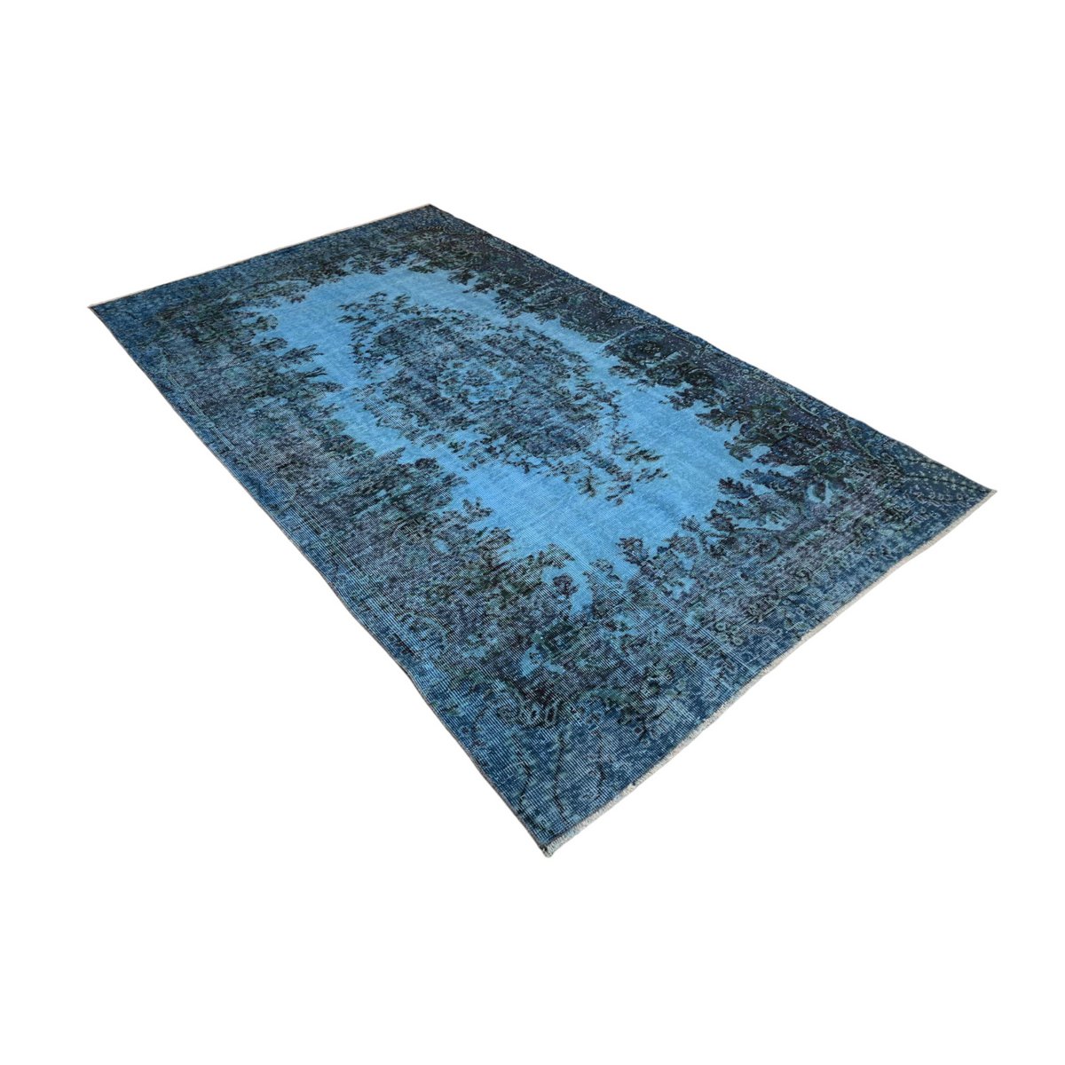 Blauw vintage vloerkleed - 272x155 cm - HANDGEMAAKT