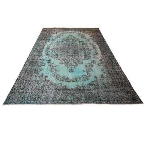 Turquoise vintage vloerkleed - 286x190 cm - HANDGEMAAKT