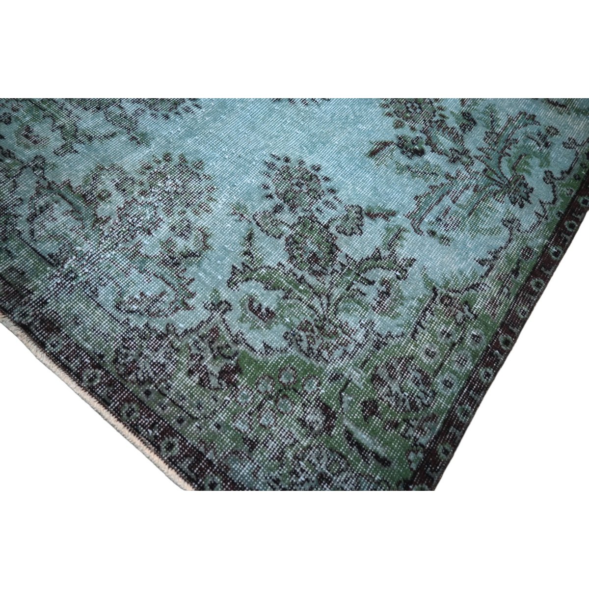 Blauw vintage vloerkleed - 216x114 cm - HANDGEMAAKT