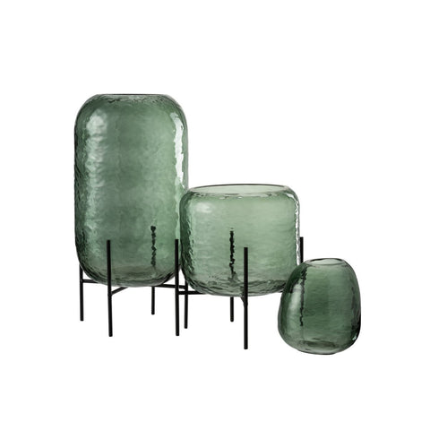 J-Line vaas Rond Oneffen - glas - groen - large