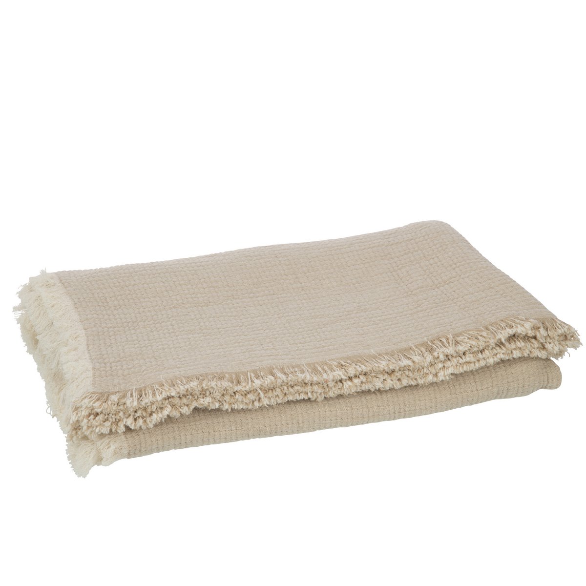 J-Line Plaid franjes - katoen - donkerbeige