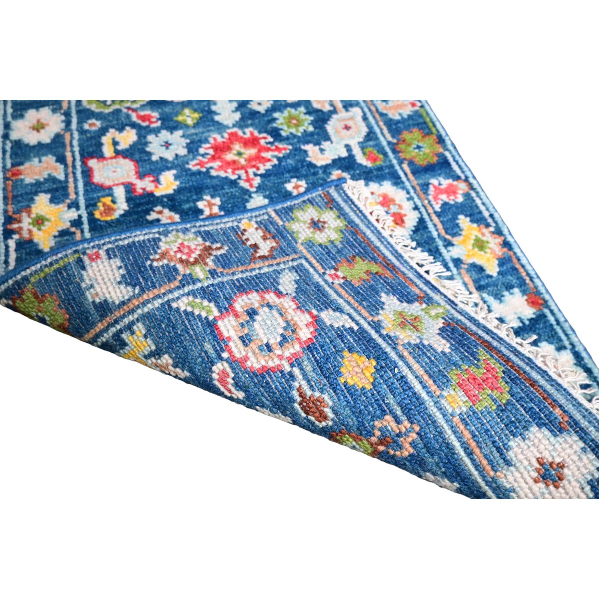 Blauw Azeri vloerkleed - 95x61 cm - HANDGEMAAKT