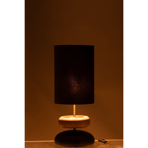 J-Line Lampe Jade Ijzer/Dennenhout Zwart/Naturel