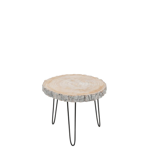 J-Line bijzettafel Paulownia - hout/ijzer - grijs - small