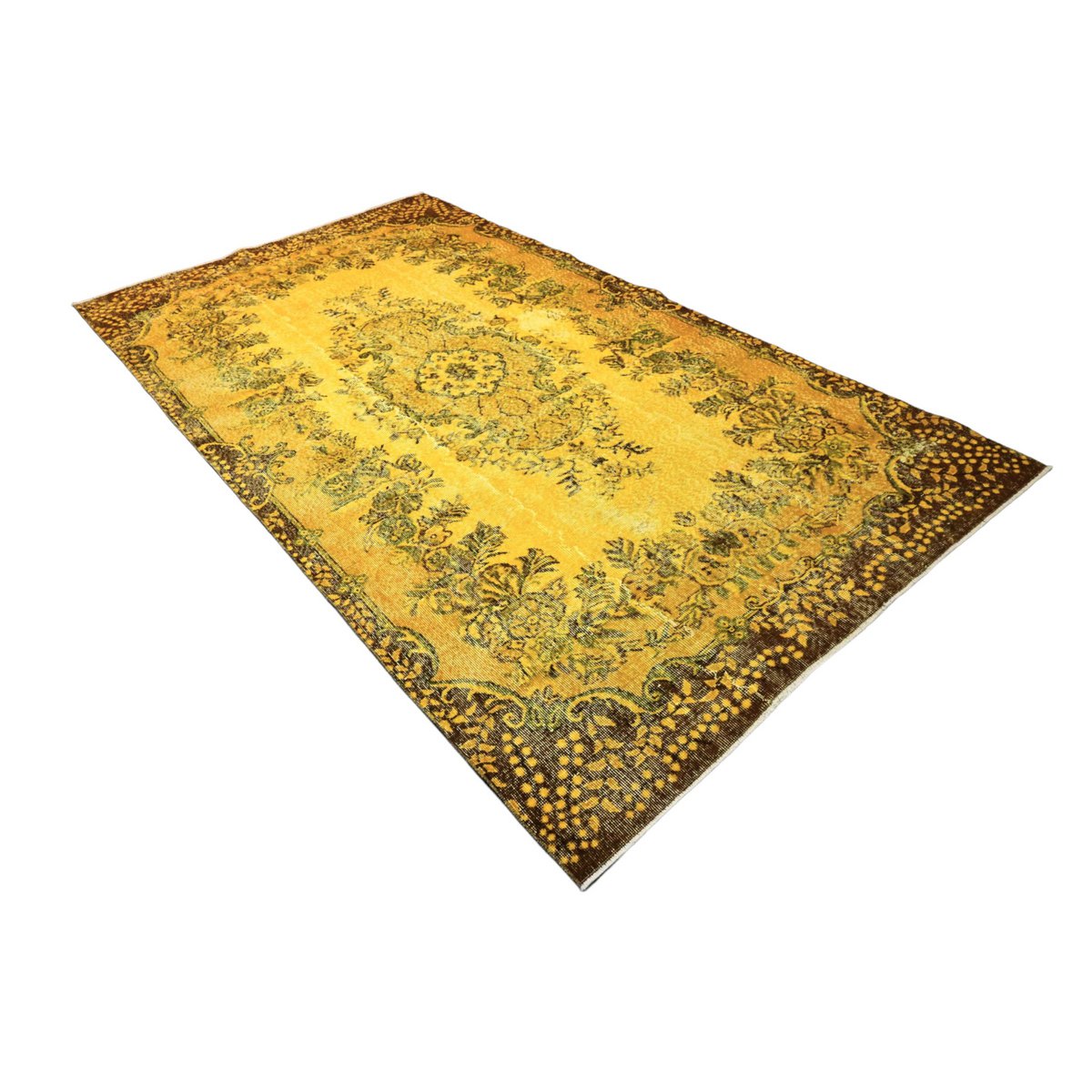 Geel vintage vloerkleed - 290x163 cm - HANDGEMAAKT