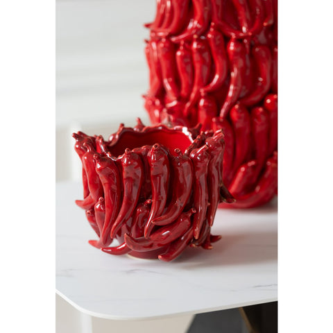 J-Line Vaas Peppers Porselein Rood Small