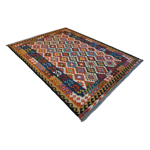 Kleurrijke kelim - 246x180 cm - HANDGEMAAKT