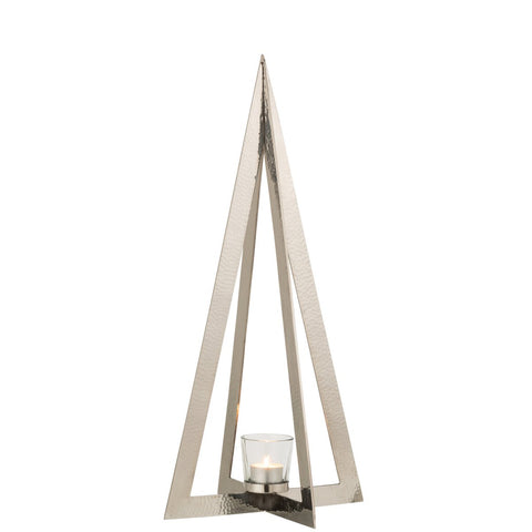 J-Line theelichthouder Boom - metaal/glas - zilver - large