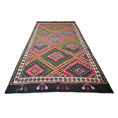 Kleurrijke kelim - 338x180 cm - HANDGEMAAKT