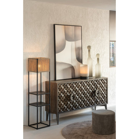 J-Line Windlicht/Vaas Ray Glas/Wilg Wit/Zwart Large