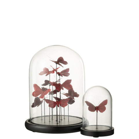 J-Line stolp Vlinders - glas - rood/bordeaux - large