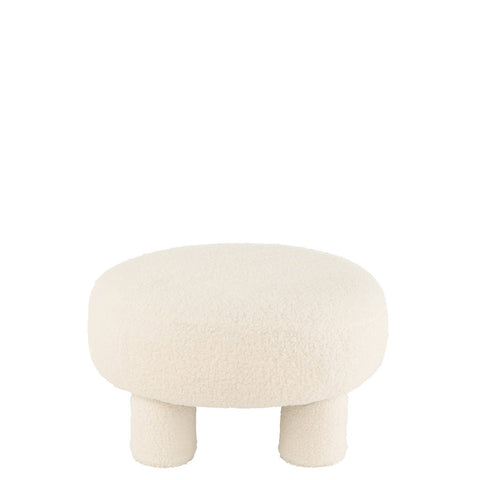 J-Line Kruk Rond Teddy Voeten Bouclé Wit