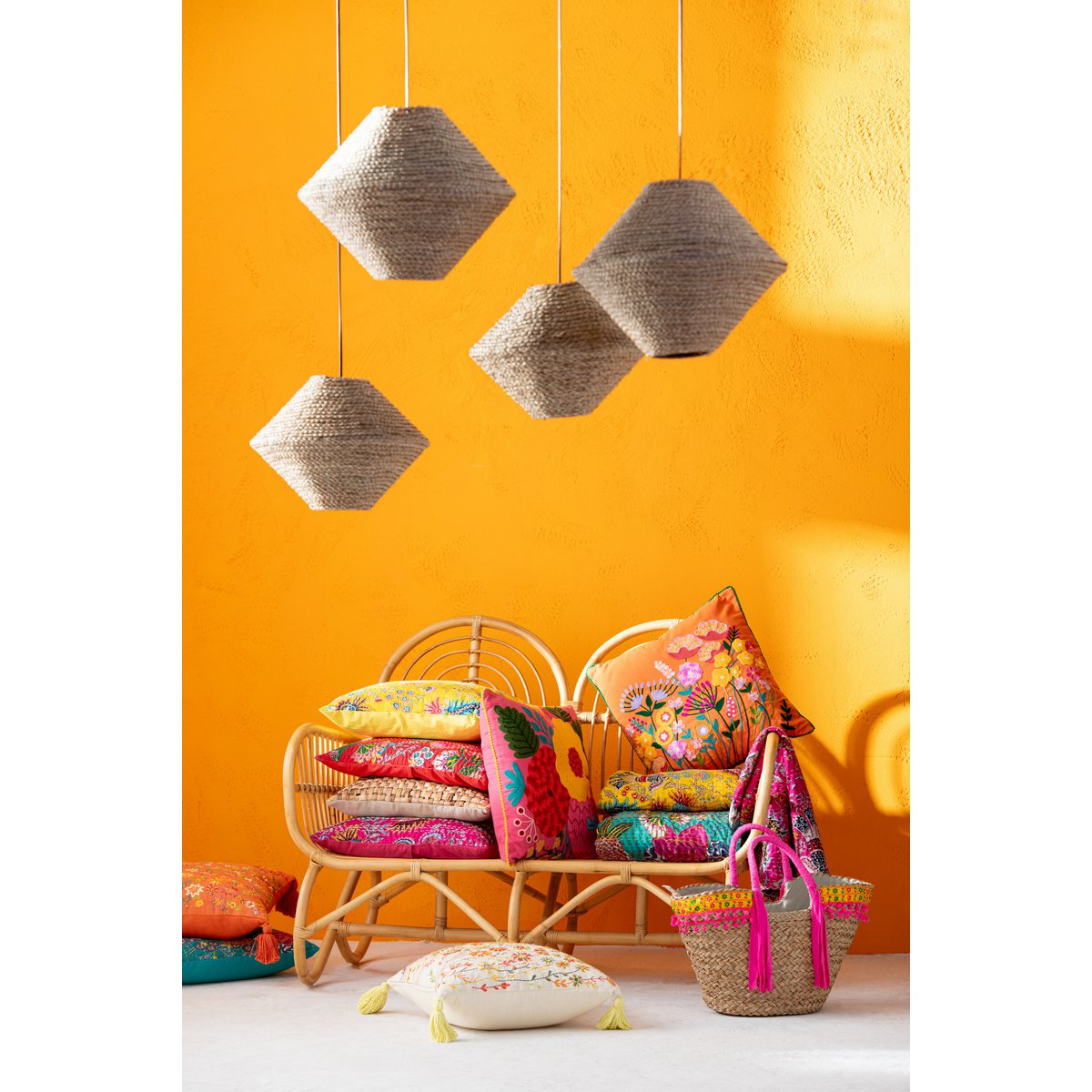 J-Line hanglamp Ufo - zeegras - naturel - small