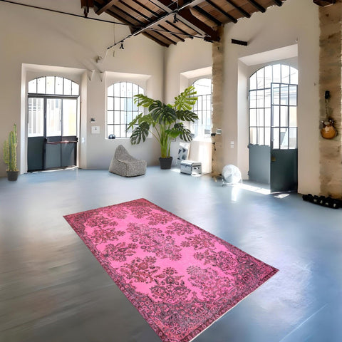 Roze vintage vloerkleed - 265x153 cm - HANDGEMAAKT