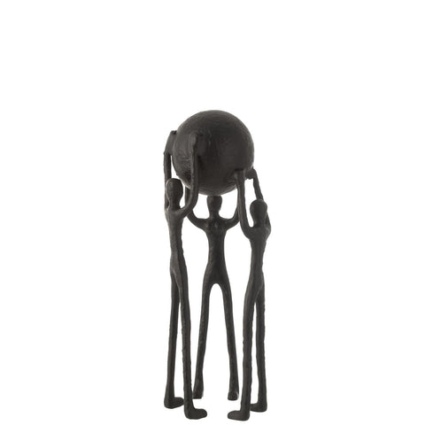 J-Line Figuur Persoon Kring Bal Aluminium Zwart