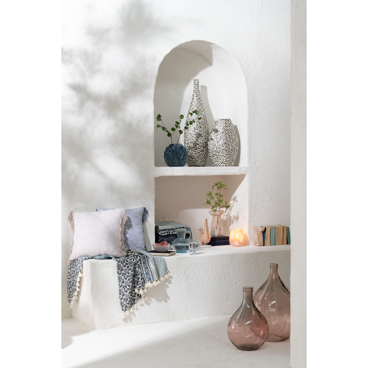 J-Line vaas Lissabon - glas - zalm - small - 43.00 cm hoog