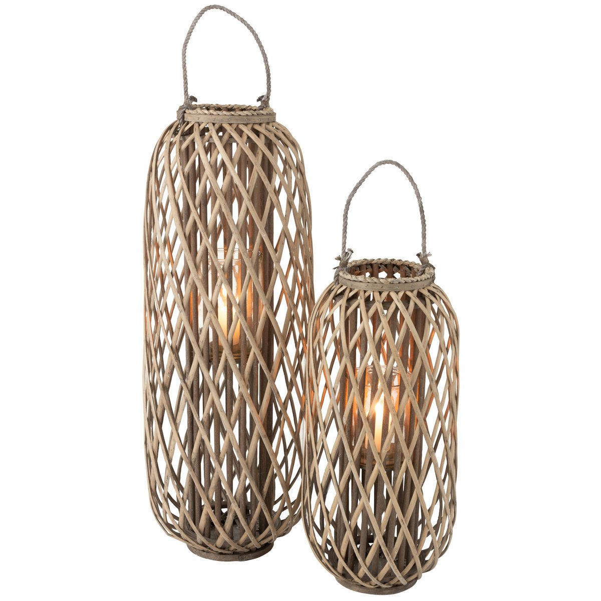 J-Line lantaarn Willow - hout - grijs - large