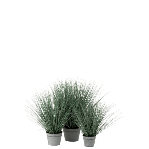 J-Line Grassen In Pot Metaal Plastiek Blauw/Groen Large