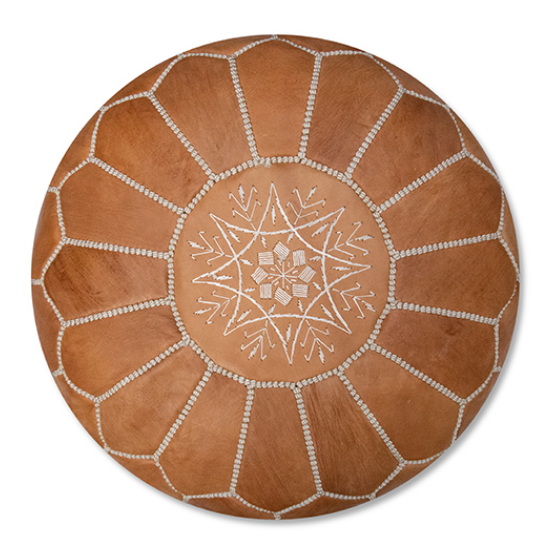Leren poef - naturel bruin (XL)