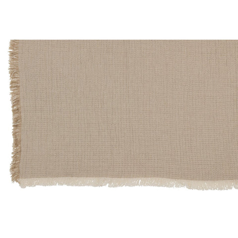 J-Line Plaid franjes - katoen - donkerbeige