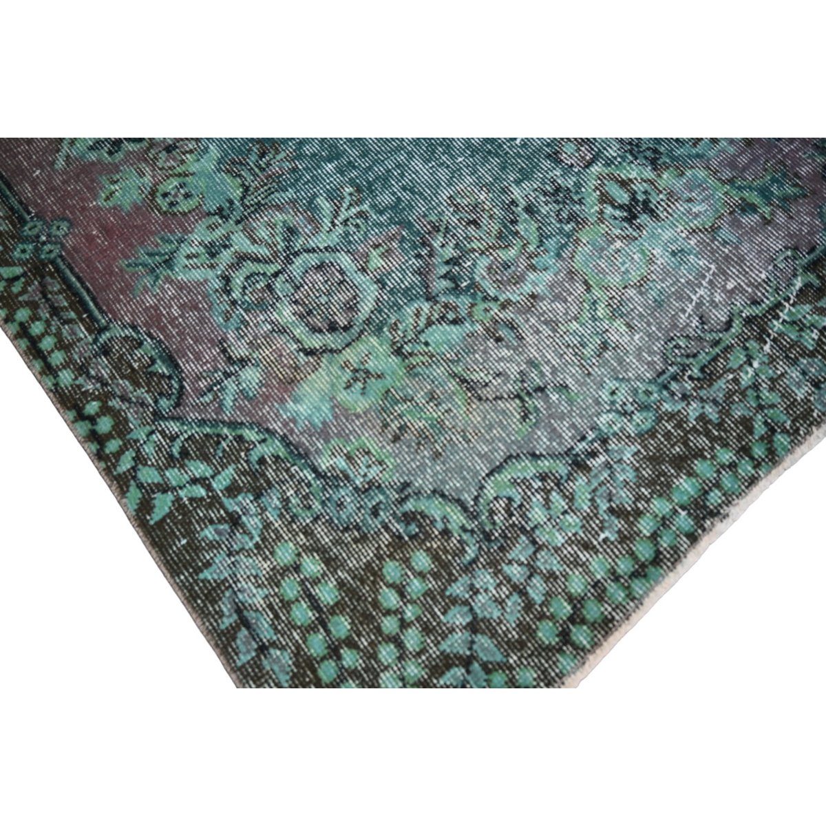 Turquoise vintage vloerkleed - 206x115 cm - HANDGEMAAKT