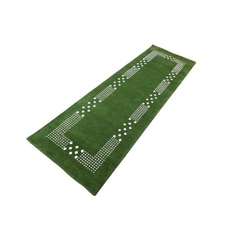 Groene Gabbeh loper - 225x72 cm - HANDGEMAAKT
