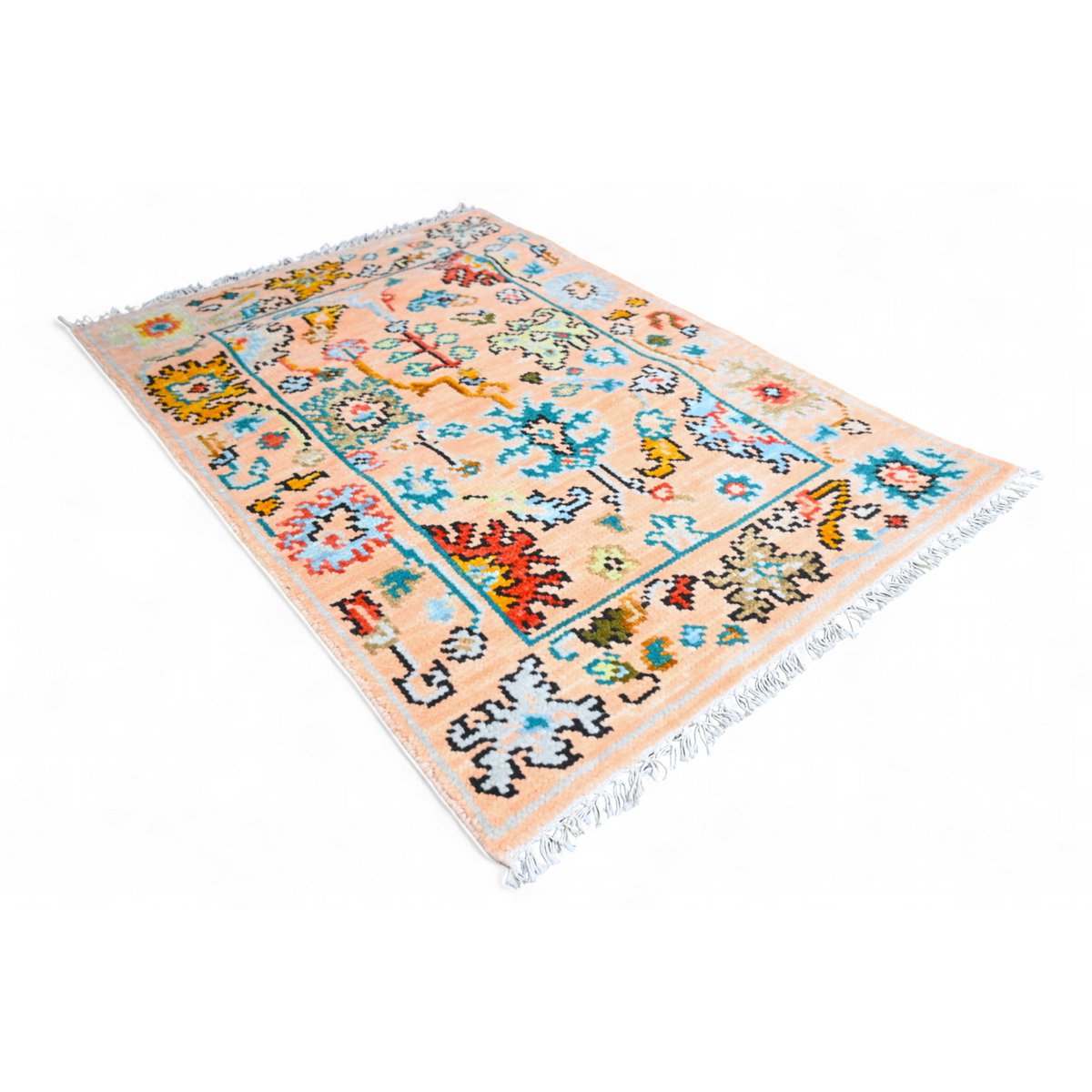 Beige Azeri vloerkleed - 96x68 cm - HANDGEMAAKT