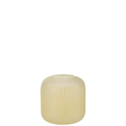J-Line vaas Strepen - glas - lichtgeel - small