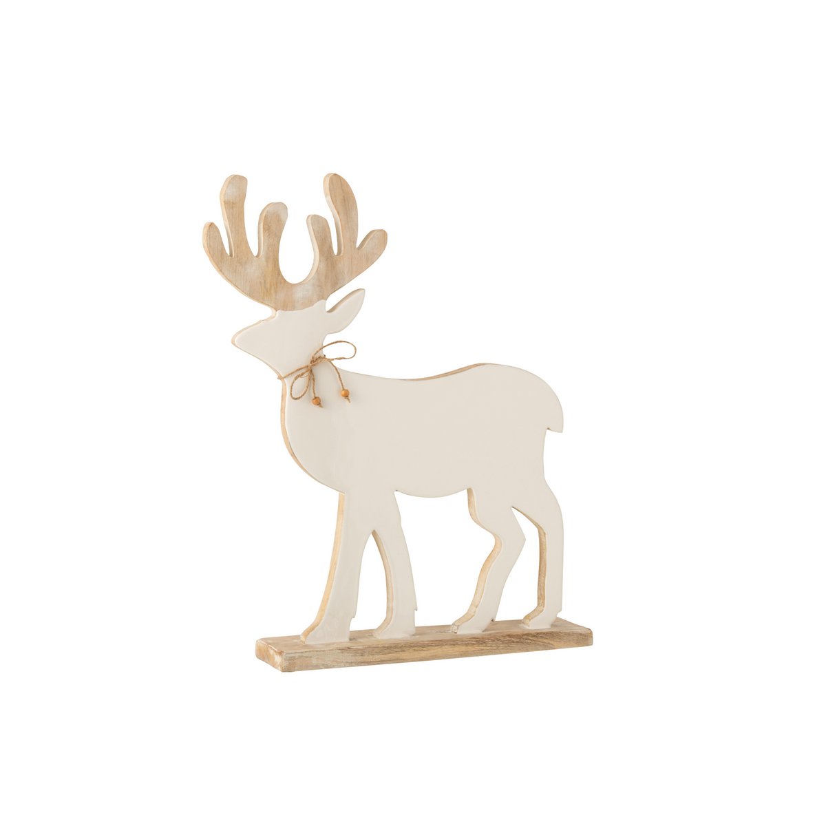 J-Line Rendier Op Voet Mango Hout Wit/White Wash Large