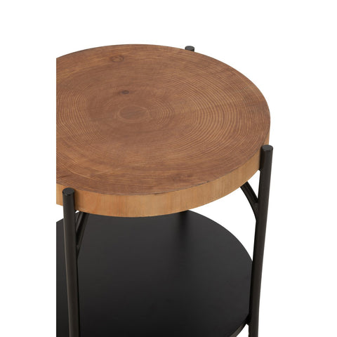 J-Line Bijzettafel Bio Mdf/Ijzer Zwart/Naturel
