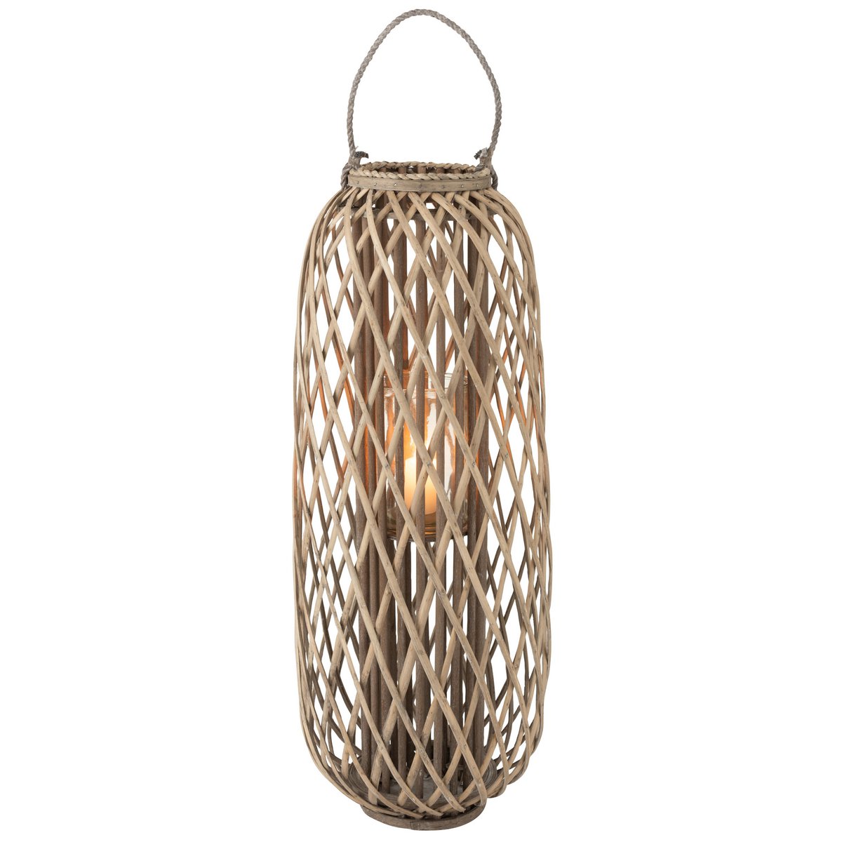 J-Line lantaarn Willow - hout - grijs - large