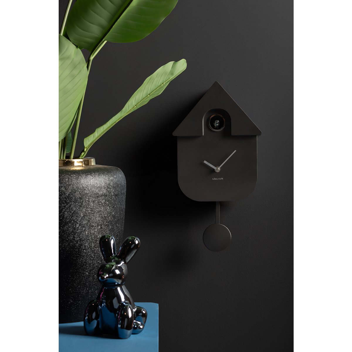 Wandklok Modern Koekoek Metallic