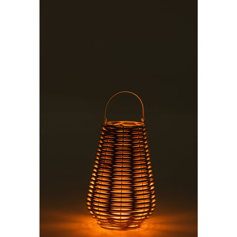 J-Line lantaarn Gewoven - kunststof - wit - LED lichtjes - klein